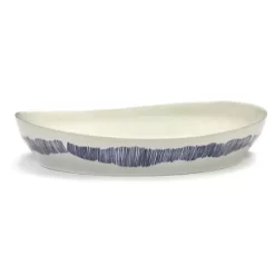 Serax Feast By Ottolenghi Serveerschaal S ø 30 Cm H 6 Cm Aardewerk White + Swirl Stripes Blue